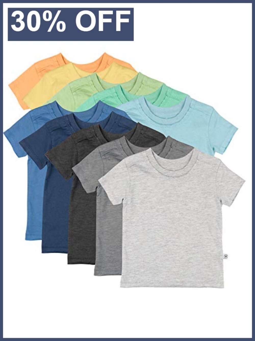 10-Pack Organic Cotton Baby Toddler Kids Tees Short Sleeve Unisex